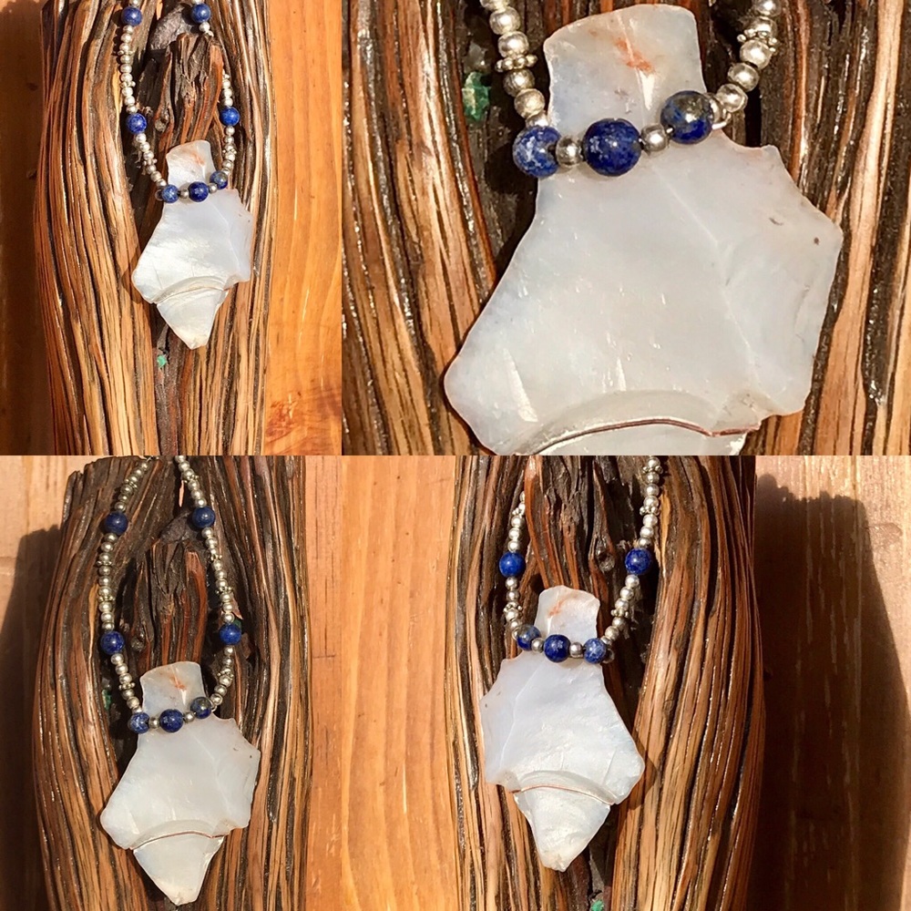 Artisan Chert Pendant with Silver and Lapis